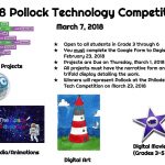 This is a poster advertising the Pollock Schol Technology competition.